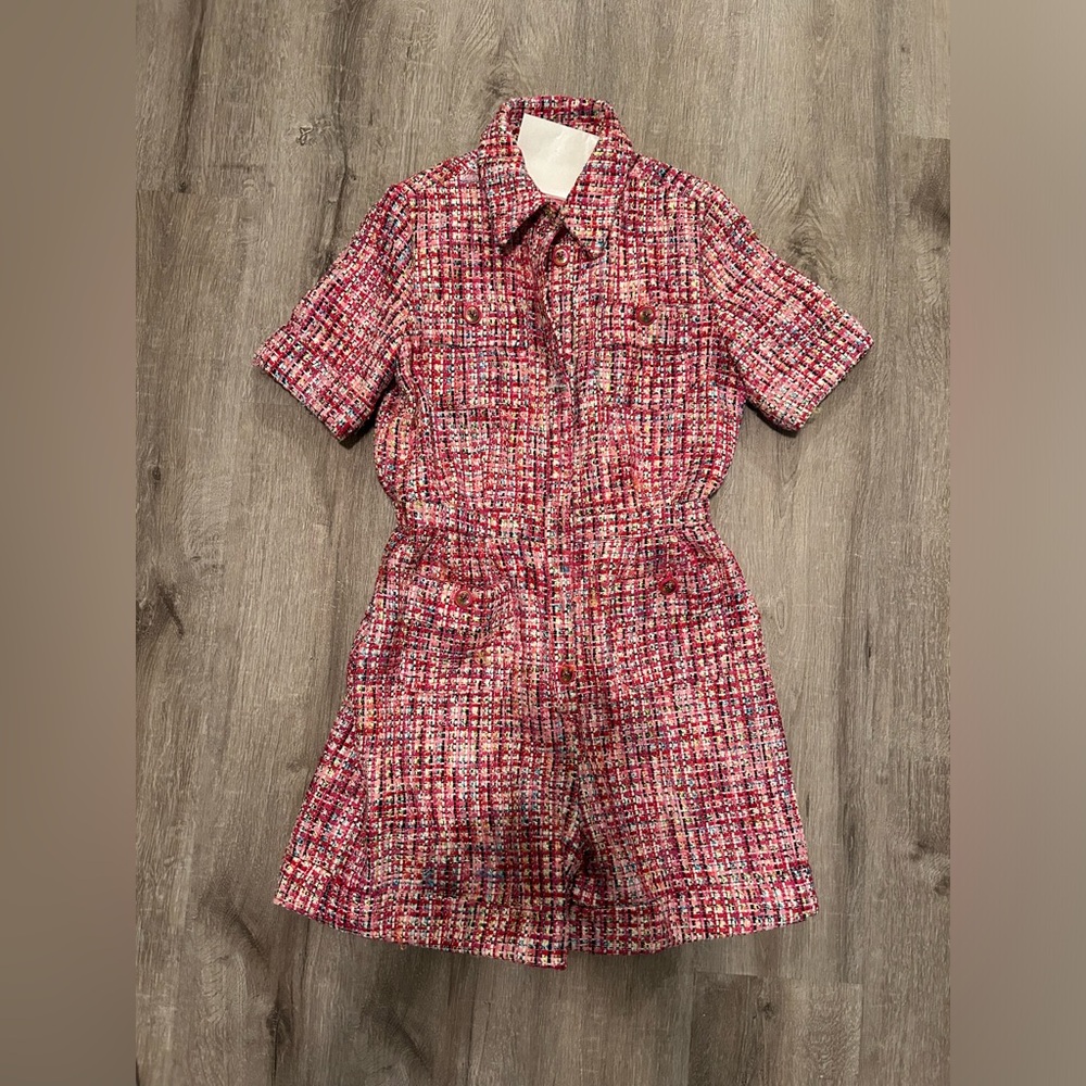 Pink Multicolor Tweed Romper - Picture 2 of 3